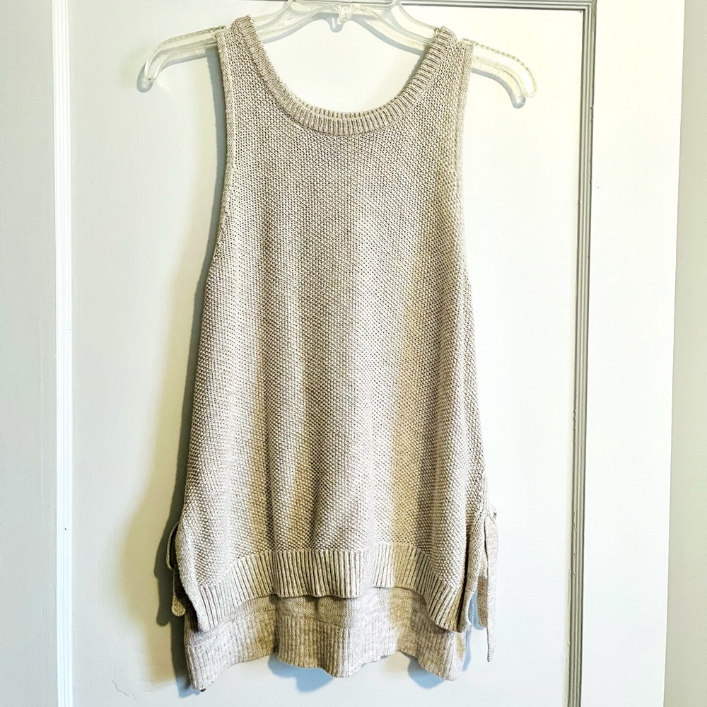 Universal Thread Oatmeal Knit Tunic Tank with Side Ties